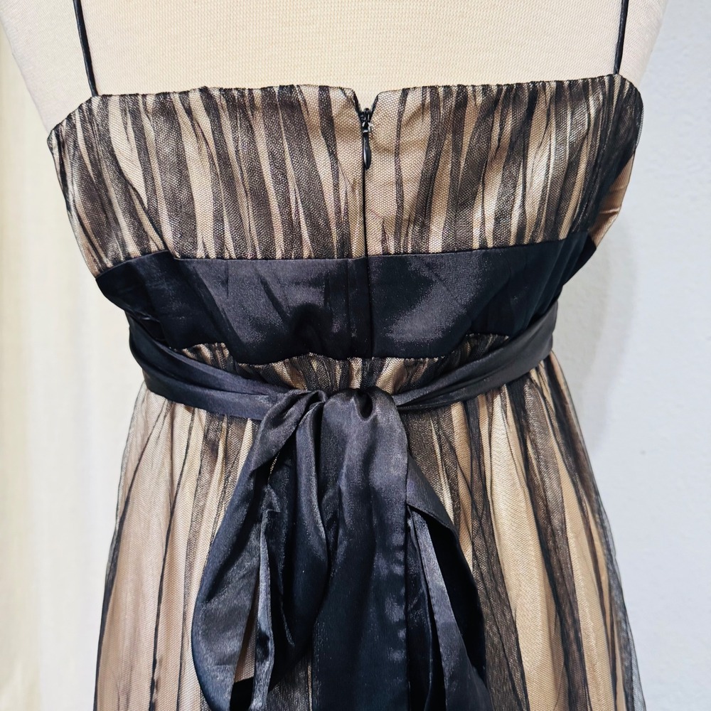 Vintage Y2K‎ SL Fashions Black Beige Mesh Overlay Whimsigoth Babydoll Dress 14 - Picture 7 of 13